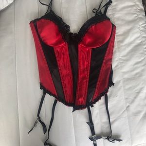 Red and black corset